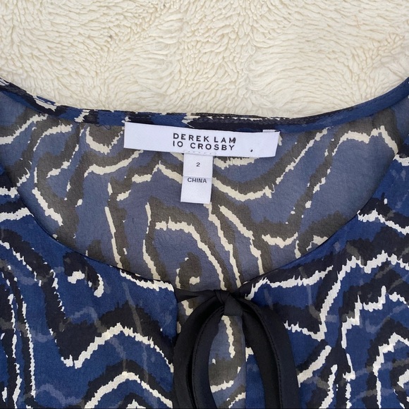 10 Crosby Derek Lam ruffled open shoulder belle sleeve sheer silk blouse blue 2 - Picture 9 of 12